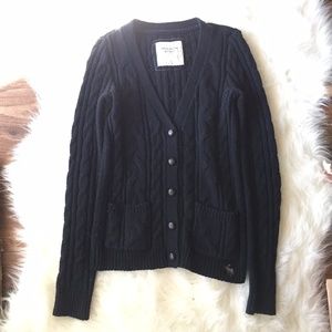 XS Thick Blue Abercrombie Cardigan Sweater